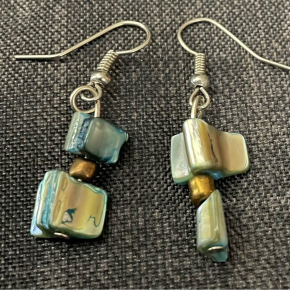 Source Unknown Jewelry - ABALONE Irregularly Shell Shaped Beaded Drop Earrings